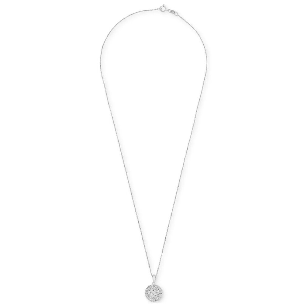 Diamond Flower Burst Cluster 18" Pendant Necklace in Sterling Silver - Picture 15 of 16